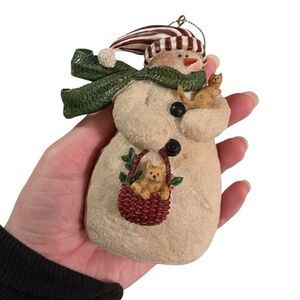 RAZ Imports Inc. Christmas Winter Snowman Cat Ornament By Deb Strain
